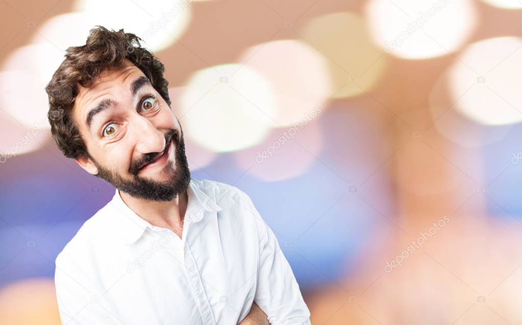 young funny man in proud pose