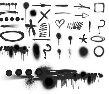 siyah arka plan beyaz sprey sembolleri