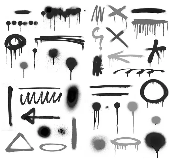 Black spray symbols against white background — Stock Photo, Image
