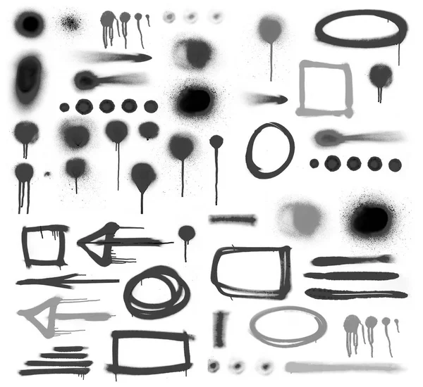 Símbolos de borrifo preto contra fundo branco — Fotografia de Stock