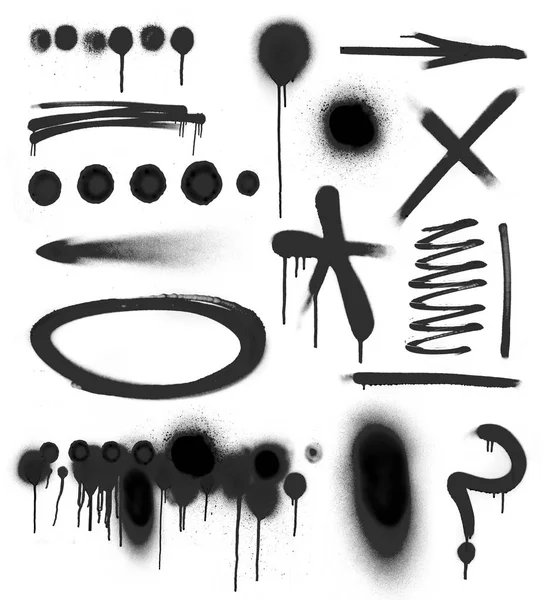 Schwarze Sprühsymbole vor weißem Hintergrund — Stockfoto