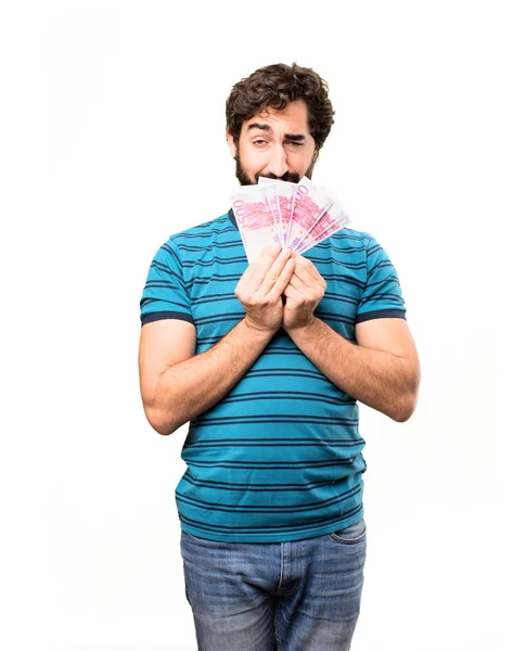 Young cool man with euro bills — Stock Photo, Image