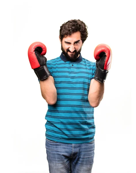 Junger cooler Mann mit Boxhandschuhen — Stockfoto