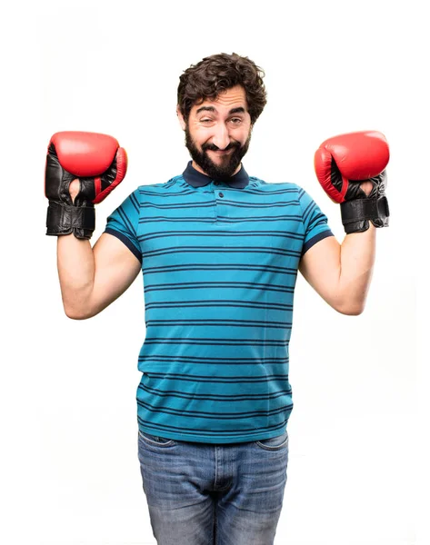 Młody człowiek fajny z rękawice bokserskie — Zdjęcie stockowe