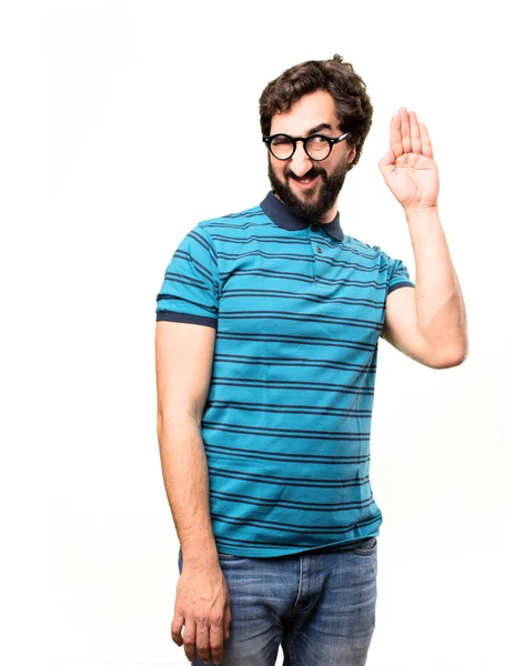 Joven fresco hombre escuchando algo — Foto de Stock