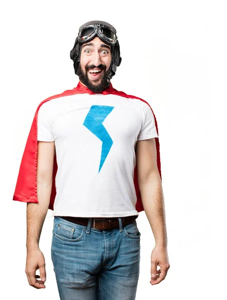 Young super hero with surprised expression — Stock Photo, Image