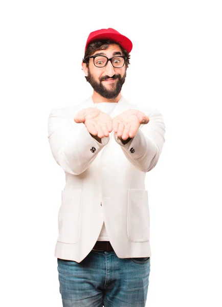 Young crazy businessman showing sign — Stock Photo, Image
