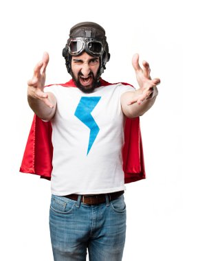 Genç süper kahraman katılmıyorum poz