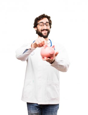 bir kumbara adamla genç doktor