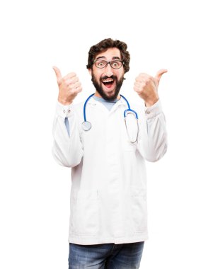 genç doktor adam Tamam işareti ile