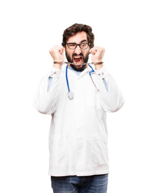 genç doktor adam kelepçe ile