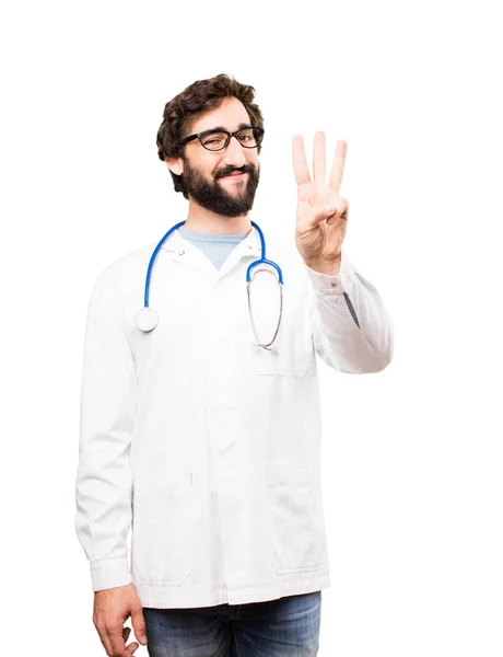 Mladý lékař muž s znak čísla — Stock fotografie