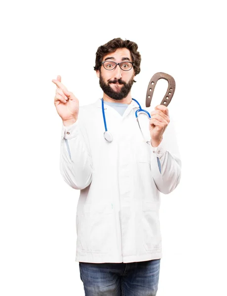 Joven doctor hombre con herradura —  Fotos de Stock