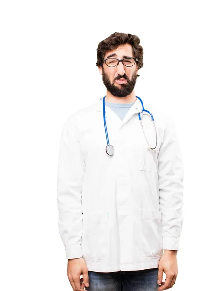 Plačící muž mladý lékař — Stock fotografie