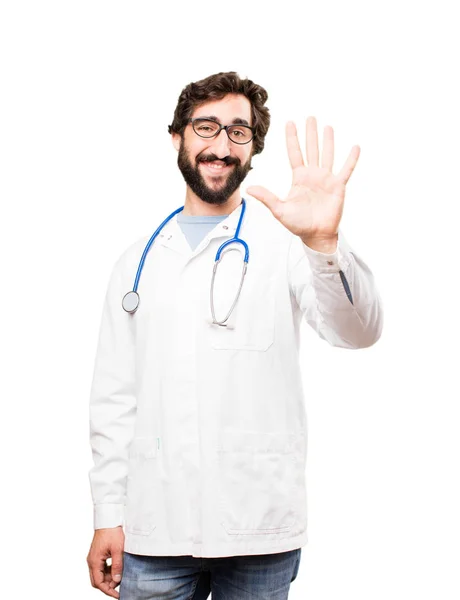 Jovem médico homem com sinal de número — Fotografia de Stock