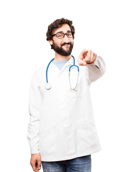 Jeune médecin homme pointant — Photo
