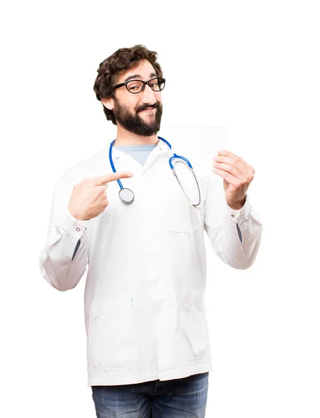Jovem médico homem com cartão de nome — Fotografia de Stock