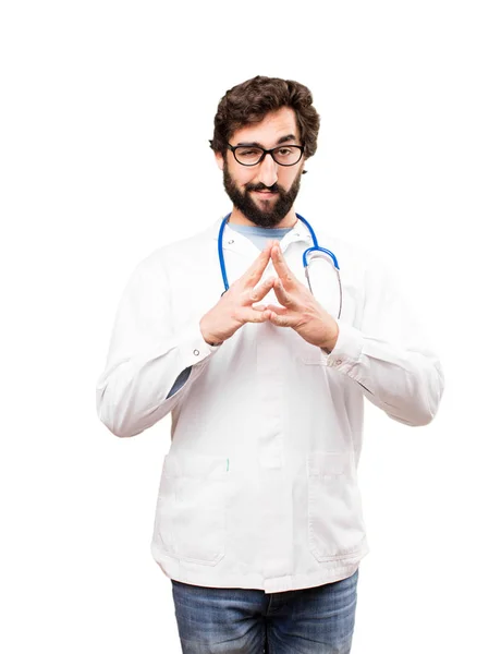 Mladý lékař muž zamýšlí něco — Stock fotografie