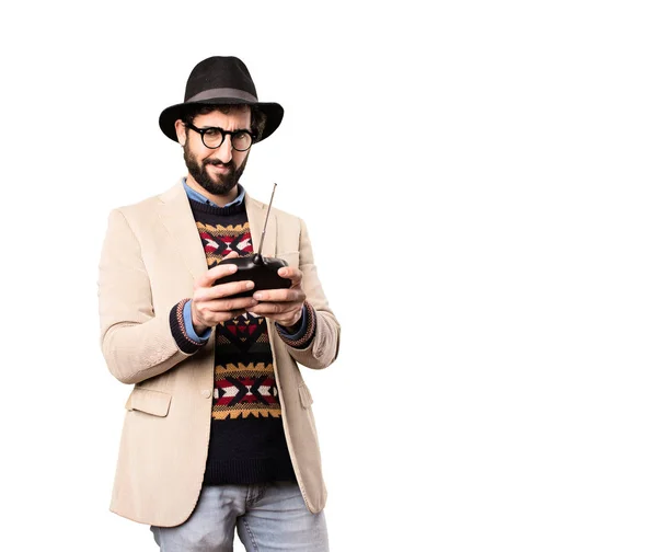 Young cool hipster with remote control — Stock Photo, Image