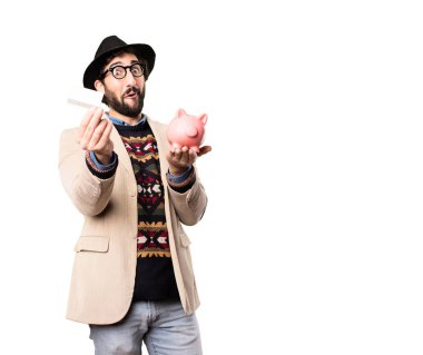 bir kredi kartı ve servet ile serin hipster