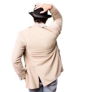 Genç serin hipster adam geri