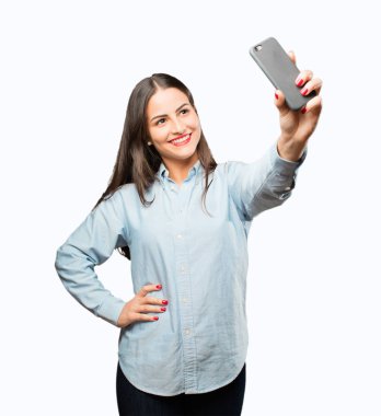 bir cep telefonu ile genç güzel kız