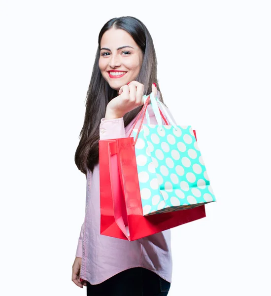 Молодая крутая девушка с сумками для покупок — стоковое фото
