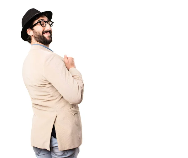 Young cool hipster man back — Stock Photo, Image