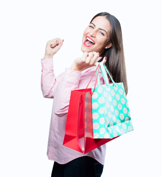 Joven chica cool con bolsas de compras —  Fotos de Stock