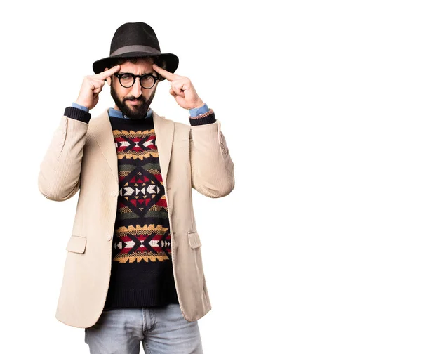 Young cool hipster thinking — Stock Photo, Image