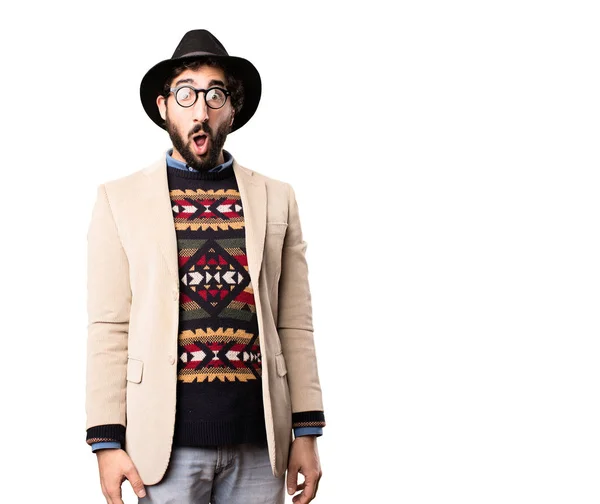 Young cool hipster surprised — Stock Photo, Image