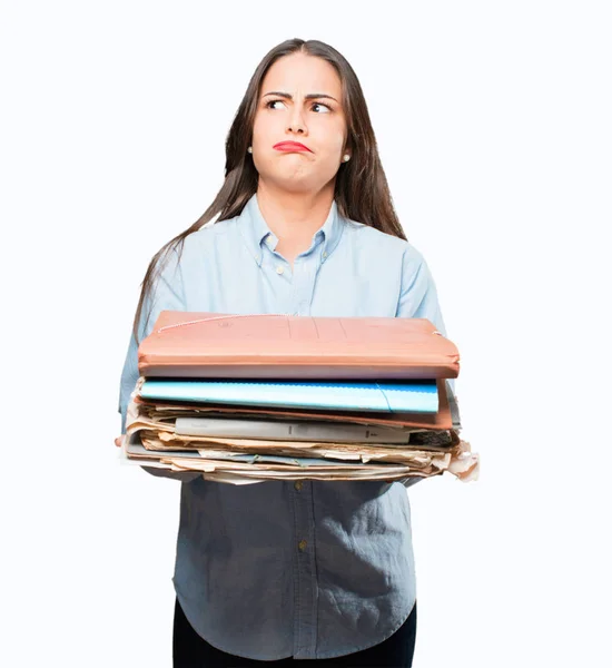 Young cool girl with files — Stock Photo, Image
