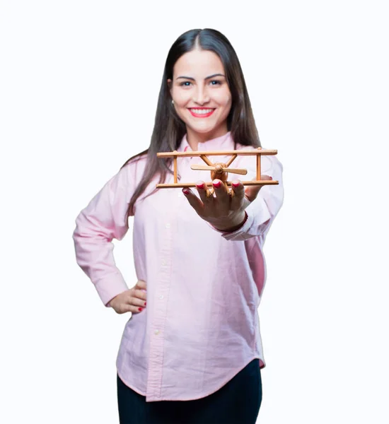 Joven cool chica con un avión de madera —  Fotos de Stock