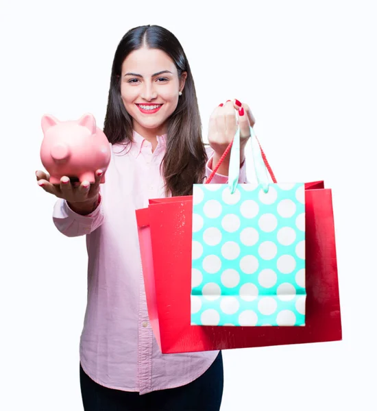Fiatal lány hűvös bevásárló táskák — Stock Fotó