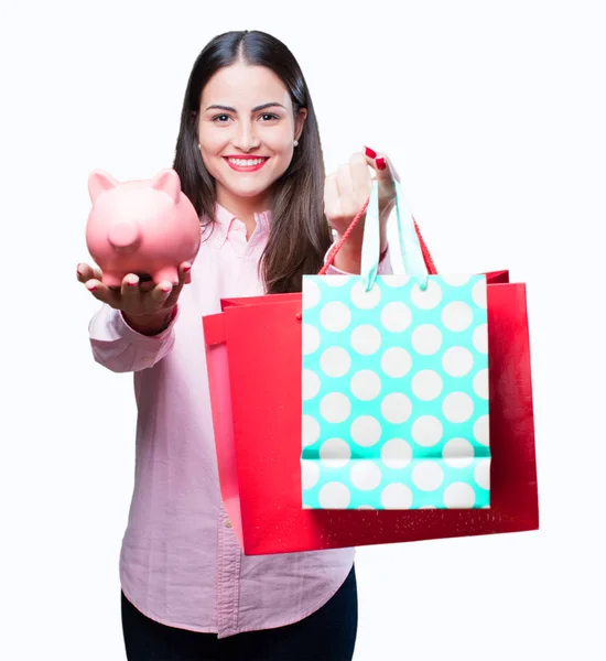 Young cool girl with shopping bags — Stock Photo, Image