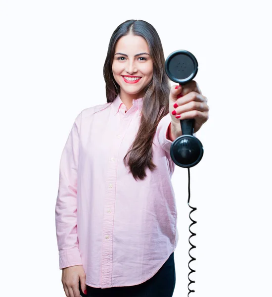 Cool tjej med vintage telefon — Stockfoto