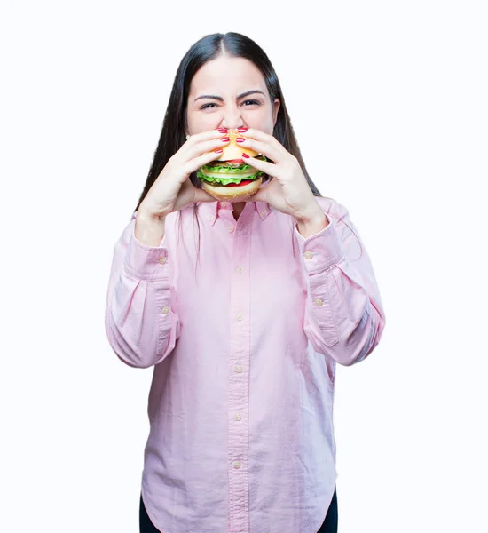 Junges cooles Mädchen mit einem Hamburger — Stockfoto