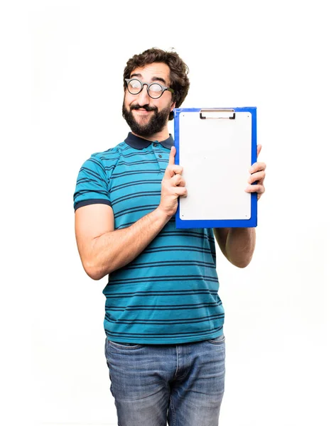 Junger cooler Mann mit Bericht — Stockfoto