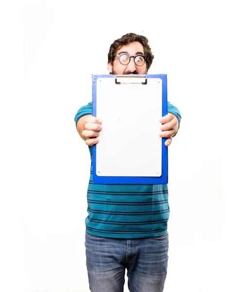 Leuke jongeman met een verslag — Stockfoto