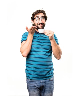 bir kahve ile genç serin adam