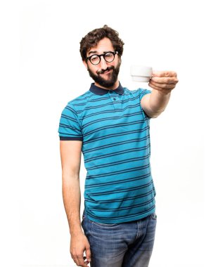bir kahve ile genç serin adam