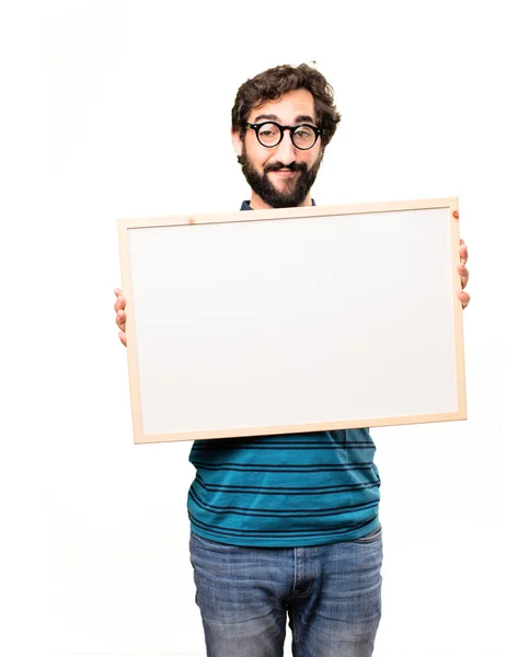 Jovem homem fresco com um cartaz — Fotografia de Stock