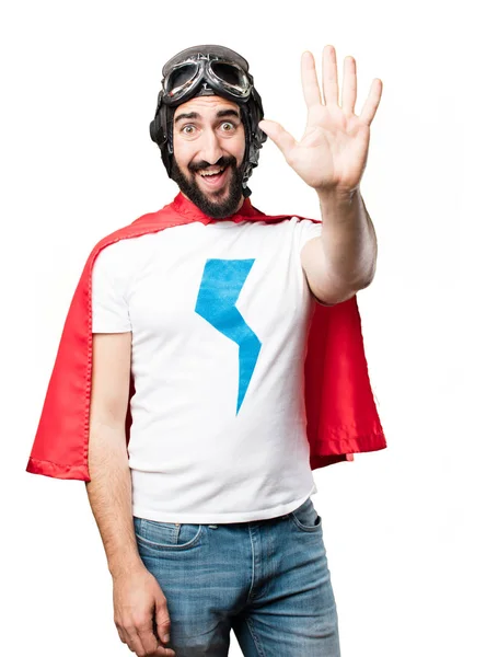 Young super hero with number sign — Stock Photo, Image