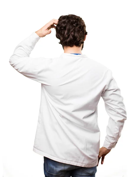 Joven doctor hombre espalda — Foto de Stock