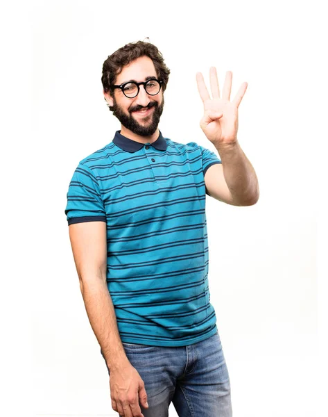 Young cool man with number sign — Stock Photo, Image