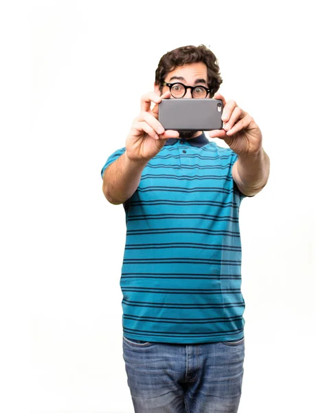 Junger cooler Mann mit Smartphone — Stockfoto