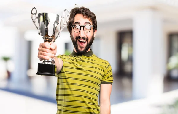 Young cool man with a trophy — Stock Photo, Image