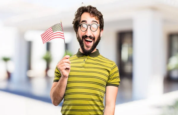 young cool man with a flag