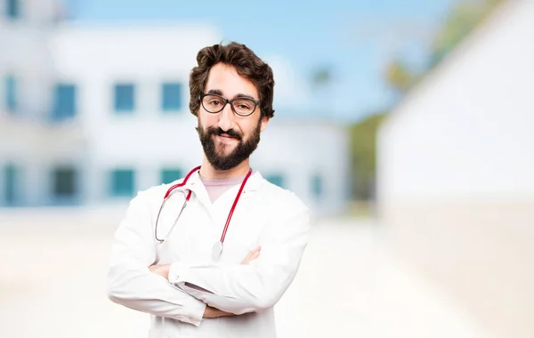 Young doctor man crossed arms — Stock Photo, Image