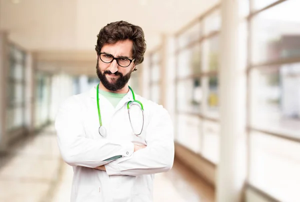 young doctor man with disagreement expression